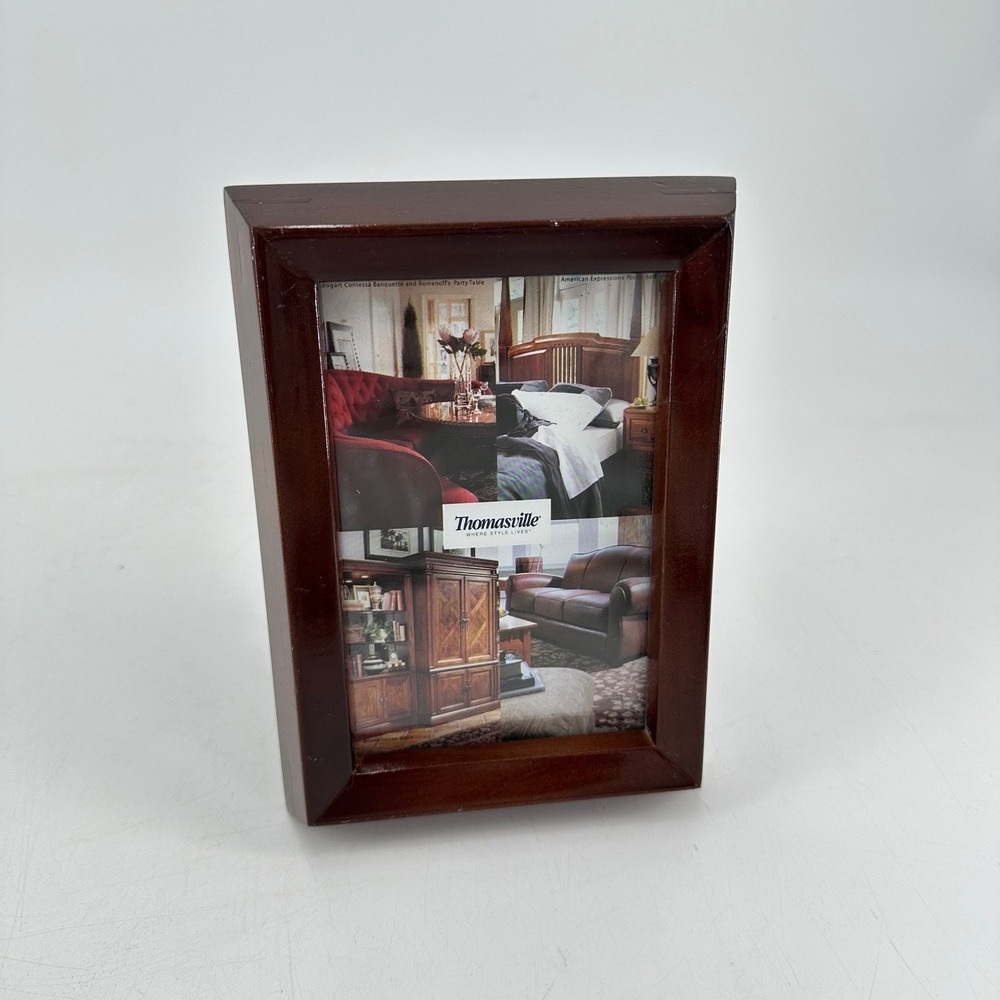 Thomasville Wood Picture Frame Cherry Mahogany Finish 4x6 Tabletop Beveled Edge